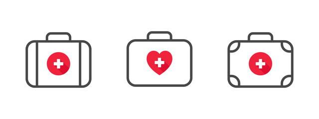 Health icons. The concept of health icons. First aid kit icons. Vector illustration