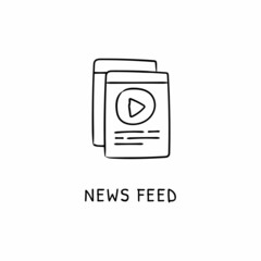 NEWS FEED icon in vector. Logotype - Doodle