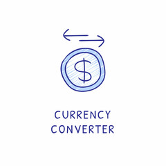CURRENCY CONVERTER icon in vector. Logotype - Doodle