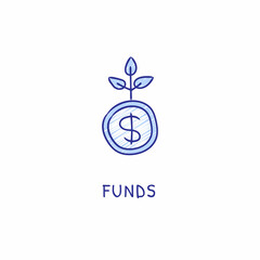 FUNDS icon in vector. Logotype - Doodle