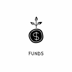 FUNDS icon in vector. Logotype - Doodle