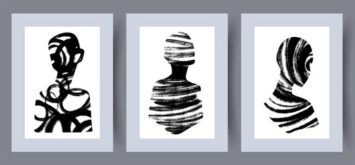 Printable wall art vector poster set. Hand drawn minimalism design for scandinavian interior. © aprint22com