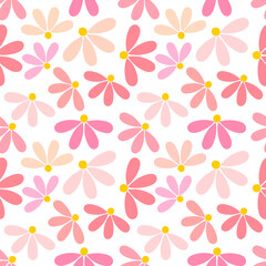 Obraz na płótnie Canvas Pink flowers on white background seamless pattern.