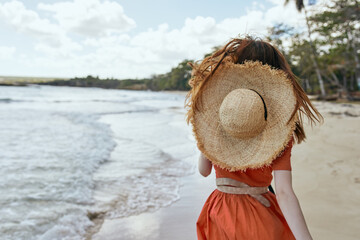 woman by the ocean beach start island landscape paradise