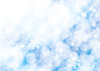 Naklejka na ściany i meble 水彩風の雪の結晶の背景