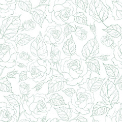 Seamless pattern from flowers of roses on a white background.