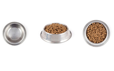Delicious dog food and bowl of quality food, delicious and healthy