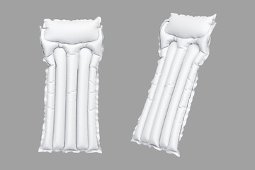 Empty blank swim mattress Mock up isolated on a grey background. 3d rendering.