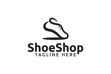 simple shoe shop logo in line style.