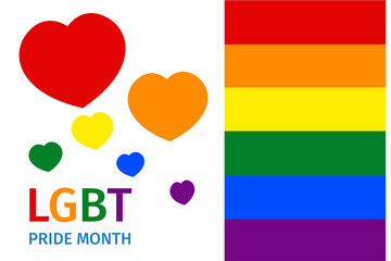 LGBT rainbow colorful hearts on flag, pride month celebrate annual in June social is a symbol of lesbian, gay, bisexual, transgender, human rights, tolerance and peace. Illustrator vector