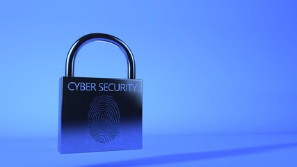 Cybersecurity concept. Cybersecurity and information or network protection.3d illustration Safety concept: Closed Padlock on digital background Future technology web services 3d render