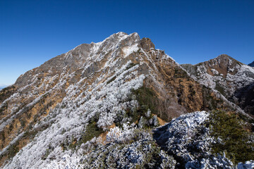 初冬の阿弥陀岳南陵