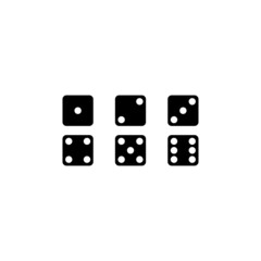 Flat set with dice for game design. Flat illustration with black dice on white background. 