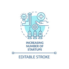 Raising number of startups concept icon. Launch innovative business. Entrepreneurship development abstract idea thin line illustration. Vector isolated outline color drawing. Editable stroke