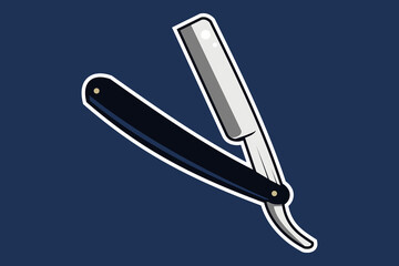 Straight Razor Vector Illustration. barber knife. simple baberbershop tolls icon 