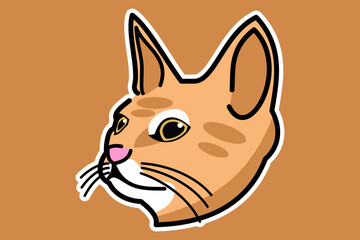 Obraz premium Cute cat face. Vector illustration. simple animal face character. 