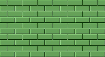 Fototapeta premium Subway tile seamless pattern. Vector abstract background with geometric shapes. Green ceramic tile for kitchen or bathroom. Realistic green wall brick texture in the Parisian metro.