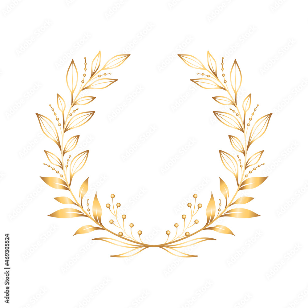 Wall mural laurel wreath leaves composition