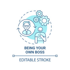 Being your own boss blue concept icon. Social entrepreneurship benefits abstract idea thin line illustration. Valuable products and service. Vector isolated outline color drawing. Editable stroke