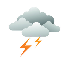 Cloud thunder lightning icon, flat style vector. Weather vector illustration.
