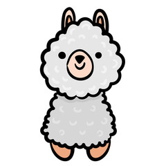 llama cute character icon. Hand drawn vector illustration. © whitecityrecords