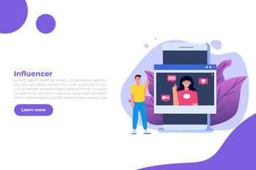 Fototapeta premium Popular Bloggers concept. Blogger Character vector illustration.