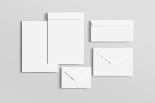 DL, C4, C5, and C6 envelope mockup