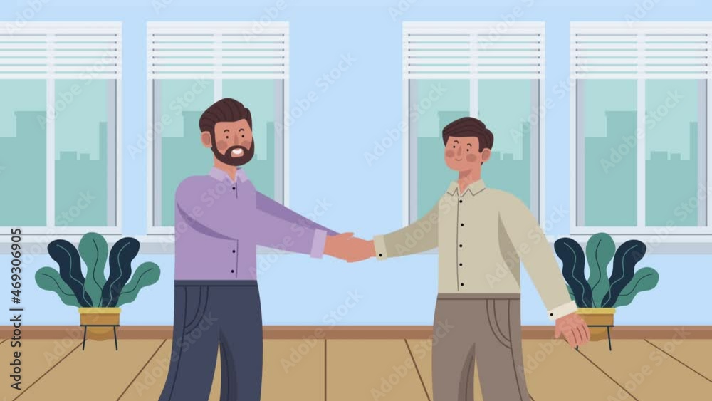 Sticker business men with handshake animation