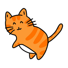 Hand drawing as orange cat shape in cartoon design on white background
