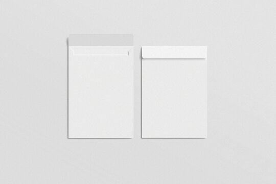 C4 envelope mockup on gray background.