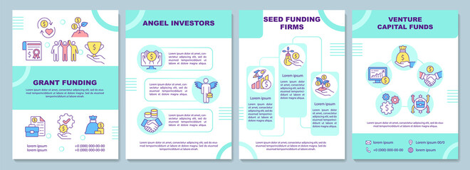 Funding social entrepreneurship brochure template. Flyer, booklet, leaflet print, cover design with linear icons. Vector layouts for presentation, annual reports, advertisement pages