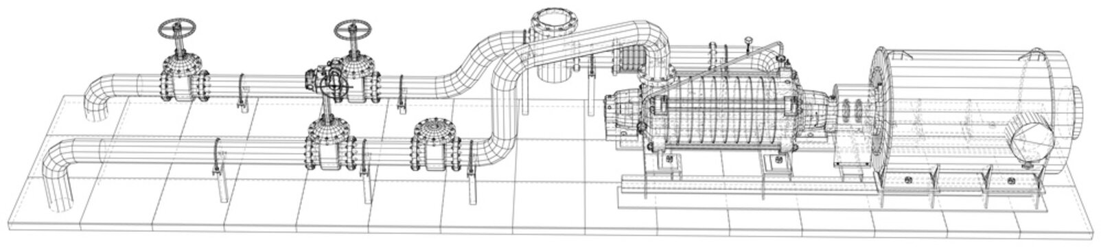 Industrial equipment pump. Wire-frame. EPS10 format. Vector rendering of 3d.
