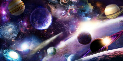 Fototapeta na wymiar spazio incredibilmente bello e il suo spazio con stelle, pianeti e asteroid