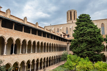 Exterior of the Monastery of Santa María de Pedralbes. The Royal Monastery of Santa María de Pedralbes is a set of Gothic-style monuments located in the city of Barcelona, catalonia, spain