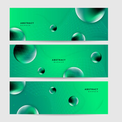 Colorful green vibrant web banner background template with abstract shapes. Collection of horizontal promotion banners with gradient colors and abstract geometric backdrop. Header web design.