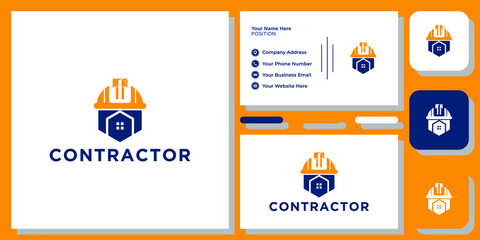 contractor industry interior exterior with business card template