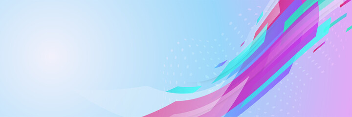 Modern gradient blue pink red cyan abstract banner background with geometric shapes. Colorful horizontal wide web header banner template. Vector graphic design banner pattern background template.