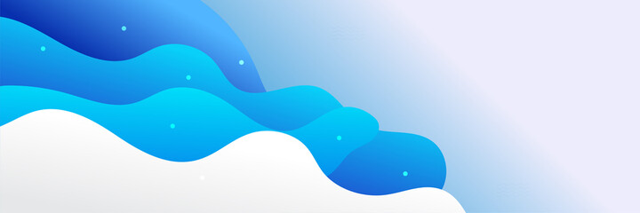 Fototapeta premium Modern gradient blue wave liquid curve abstract banner background with geometric shapes. Colorful horizontal wide web header banner template. Vector graphic design banner pattern background template.