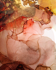 Shiny golden alcohol ink abstract texture translucent. Luxurious Metallic Marble. Modern contemporary fluid art technique. High quality details with metallic flecks. Multicolor perfect backdrop
