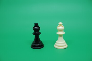 Bishop's chess piece isolated on green. In the game of chess, Bishop has a uniqueness, namely the...