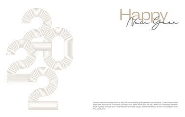 Minimalism Elegant Happy New Year 2022 Greeting with Line Art Number Type For Family and Business Relation