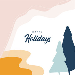 Merry Christmas greeting cards. Trendy square Winter Holidays art templates. New year cards. Suitable for social media post, mobile apps, banner design and web, internet ads.