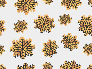 Snowflakes seamless pattern. 3d isometric snowflakes for Christmas and New Year. Falling snow. Christmas design for greeting cards, promotional materials and banners. Vector illustration