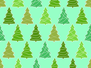 Christmas trees seamless pattern. Christmas design for Christmas and New Year for greeting cards, promotional materials and banners. Vector illustration
