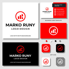 Letter MR monogram business logo design with business card template.