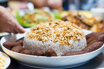 Maqluba, Pilaf, Kibbeh, KUBBEH. Traditional Arab and Turkish cuisine. Very Popular On the Middle East. High quality photo