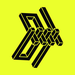 Impossible shapes logo design, optical illusion object. Optical art. Sacred geometry figures.