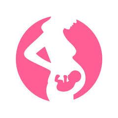 pink silhouette of pregnant woman with baby