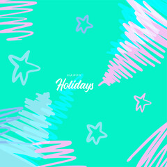 Merry Christmas greeting cards. Trendy abstract square Winter Holidays art templates. New year joyful season greeting cards. For social media post, mobile apps, banner design and web/internet ads.