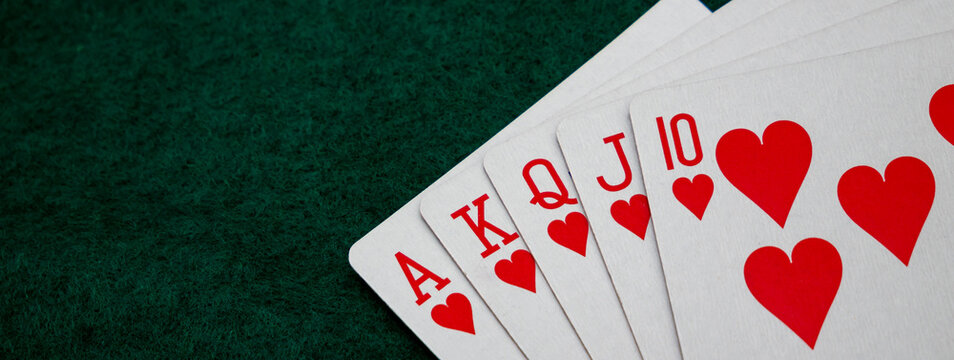 Web Banner Royal Straight Flush Poker Cards